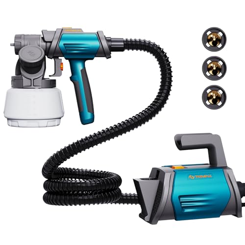 Tilswall Pulverizador de pintura de 800 W HVLP com 1300 ml de capacidade removível, 4 bicos de latão, 3 modos, 120 DIN-s pulverizador de pintura para pintar armários, paredes, cercas