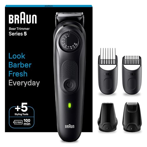 Braun Aparador de barba série 5, máquina de cortar cabelo, máquina de barbear, corta-pelos homem com 100 Min Autonomia, BT5430, preto