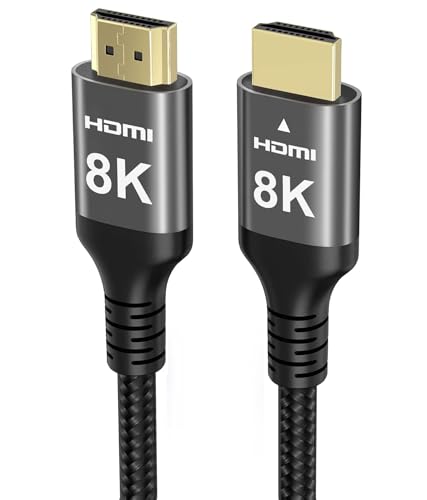 Ubluker 8k HDMI Cabo 15 m, cabo HDMI® de alta velocidade trançado de nylon 4k 120 Hz 2 k 165 Hz 8 k 60 Hz 12 bit eARC ARC Dolby Atmos HDR10 HDCP2.3 compatível para PC TV monitor portátil Mac PS5 Xbox