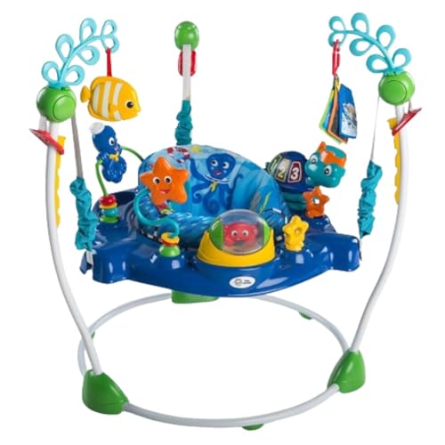 Baby Einstein, Saltador e centro de atividades Neptune's Ocean Discovery, 15 brinquedos e atividades, 3 idiomas, andador com música e luzes, assento gira 360°, a partir de 6 meses