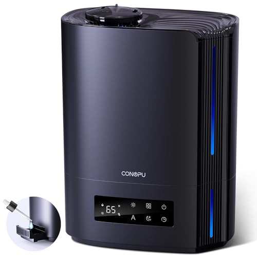 CONOPU Humidificador de ar ultra-sónico 6 L, humidificador silencioso de óleos essenciais com três modos e temperatura constante, humidificador para bebés com vários modos de humidade