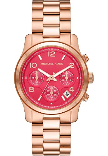 Michael Kors Reloj Runway para Mujer, Movimiento cronógrafo de Cuarzo con Correa de Acero Inoxidable o Acetato
