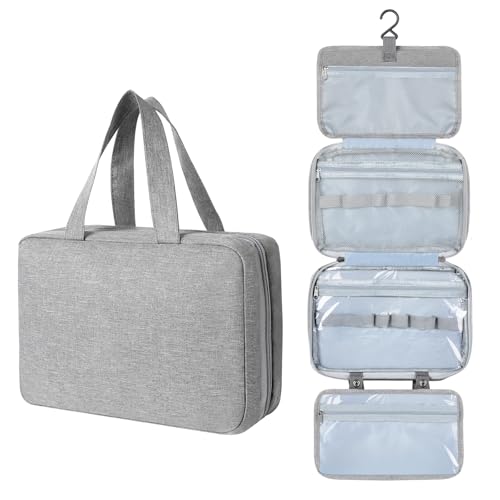 AiQInu Neceser de viagem, impermeável de grande capacidade precisa de maquilhagem, bolsa de higiene com gancho pendente para homem e mulher acessórios de viagem