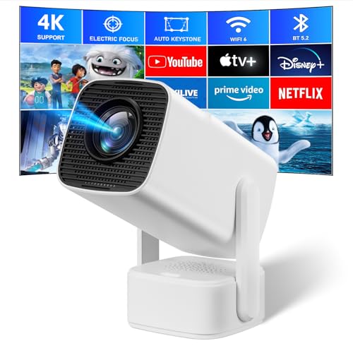 Mini projetor portátil, SEPYMP Android projetor 4K, Home cinema colunas de 5 W, 1080P FHD, compatível com iOS/Android/PC/, Netflix pré-instalado