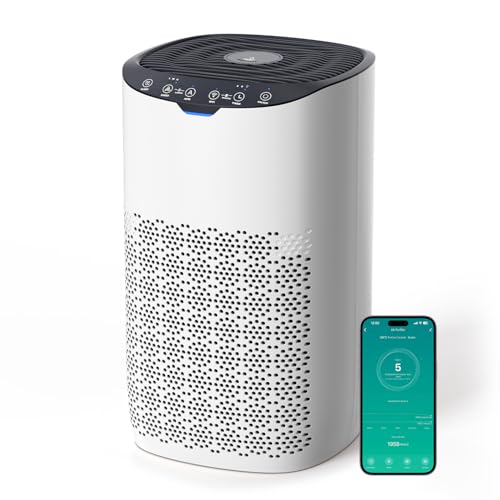 AROEVE Purificador de ar para casa até 120 m² (CADR 300 m³/h) - modo automático com indicador luminoso de qualidade, filtro pólen, poeira, pelo de animais de estimação