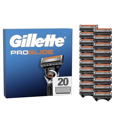 Gillette Proglide Conjunto de 20 peças sobressalentes para máquinas de barbear para homem, lâminas de barbear com dupla lubrificação e aparador de precisão