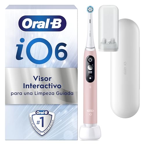Oral-B iO 6N Escova de dentes elétrica com cabo recarregável, 2 cabeças e estojo de viagem, desenhado por Braun, presentes originais para mulher e homem - rosa