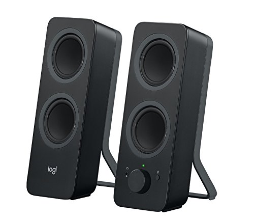 Logitech Z207 Sistema de altifalante Bluetooth para PC, som estéreo, 10 W de pico, entrada de áudio de 3,5 mm, tomada auriculares, vários dispositivos, tomada UE, computador/TV/Smartphone/Tablet,