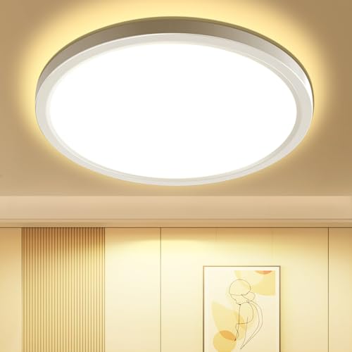 OTREN Plafon LED redondo Downlight painel de superfície, candeeiro de teto moderno 3000 K IP44 ultra fina luz LED para quarto casa de banho cozinha corredor sala de jantar sala Ø 218 mm