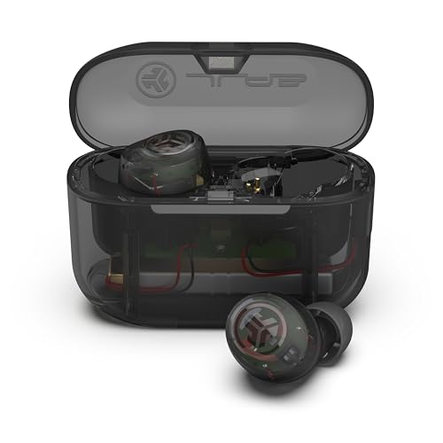 JLab Go Air Pop Auriculares sem fios Bluetooth, Wireless Earbuds 35 horas desempenho com caixa de carregamento - Auriculares Bluetooth sem fios com microfone, Dual Connect, App, claro