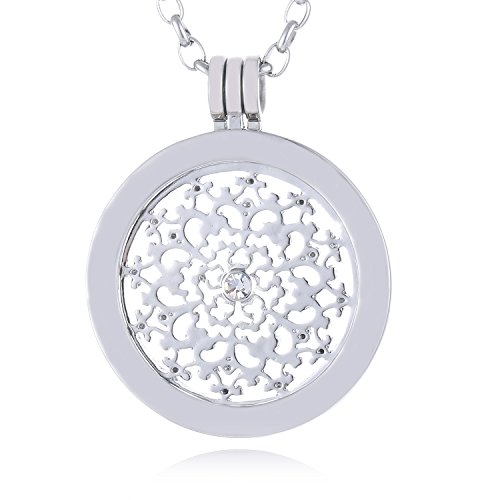 Morella Mulheres colar 70 cm aço inoxidável com amuleto e pendente Coin 33 mm em saco de joalharia