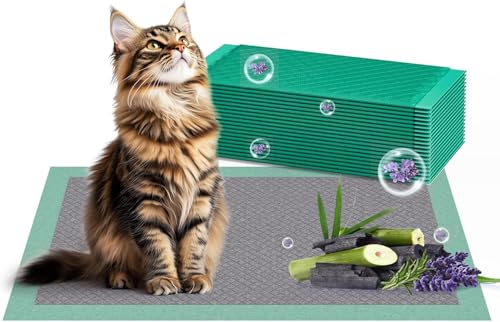 Gardner Pet Peças sobresselentes de tapetes higiênicos para areia de gatos, 43 x 29 cm, ultra absorventes, impermeável, controlo de odores, carbono ativado, verde - lavanda - 40 unidades
