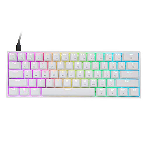 EPOMAKER SKYLOONG GK61 SK61 Teclado ótico para jogos com latência de 1 ms, RGB translúcida, intercambiável a quente e programável, design 60% US, para Win/Mac (branco, gato ótico castanho)