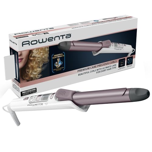 Rowenta Precious Curl CF3460 Modelador com revestimento Keratin and Sine, temperatura até 200° C, cabo 360° e ecrã LCD, 25 mm de diâmetro, cor rosa