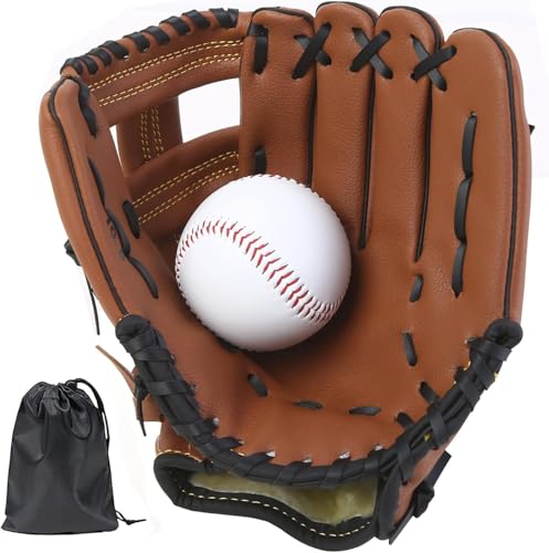 LeapBeast Luva de basebol, jarro softball luvas mão esquerda macia PU com 1 bola macia para criança/adolescente/adulto profissional de basebol