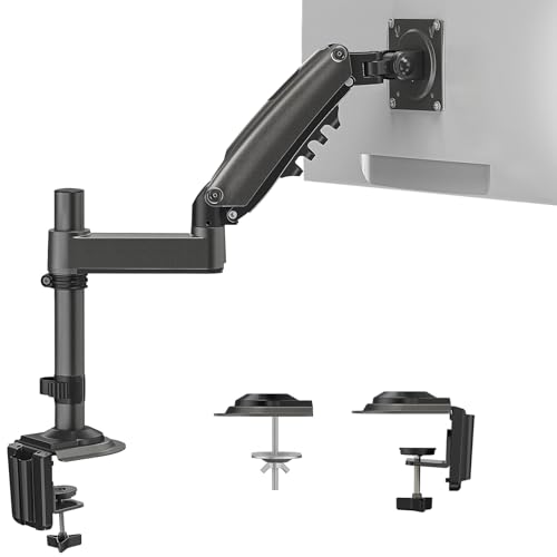 HUANUO - Suporte para ecrã curvo de 13 a 32 polegadas, braço de ecrã para PC regulável em altura, rotação de 360°, suportes VESA pé de ecrã 75 x 75/100 x 100 mm