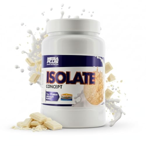 100% de proteção isolada, conceito - proteção em pó para batidos, proteínas para massa muscular, sem glúten, sem aspartame, sem açúcar, proteínas (1 kg, chocolate branco)