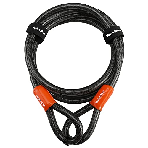 ValueMax Cabo de aço para bicicleta de 213 cm, cadeado de cabo para bicicleta, cabo de segurança com argolas, ideal para móveis de jardim, bicicleta, motocicleta