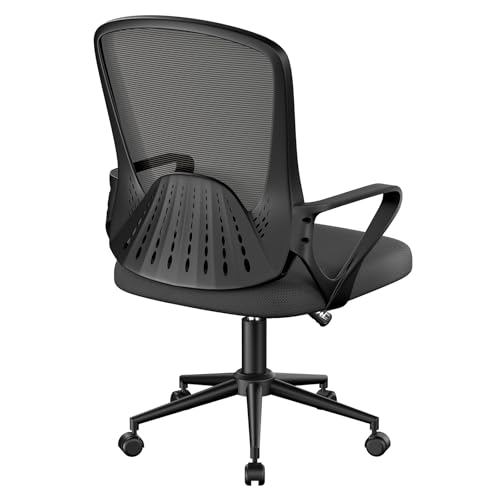 naspaluro Cadeira de escritório, cadeira ergonómica secretária com capa de malha, suporte lombar único, almofada de assento espessado, cadeira escritório de altura ajustável para escritório em casa,