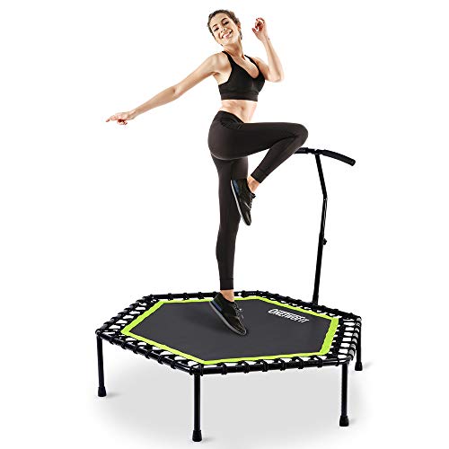 ONETWOFIT 122cm Trampolín de Rebote para Adultos, Mini trampolín silencioso para Ejercicio en Interiores al Aire Libre, trampolín de Fitness con Rebote Bungee