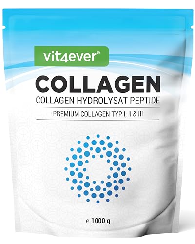 Colágeno em pó 1000 g - 100% peptídeos hidrolizados de colagénio bioativo - colagénio tipo 1, 2 e 3 - sabor neutro - sem aditivos