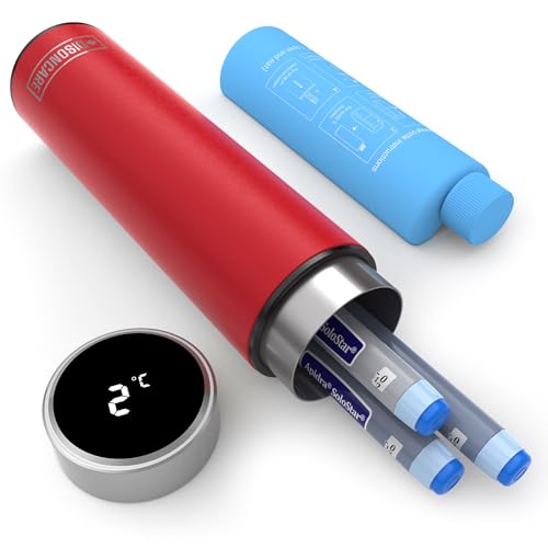 DISONCARE 60H Smart Geladeira portátil insulina viagem Temp-display, estojo isotérmico medicamentos para diabetes, refrigeração com 2 refrigerador e QR alerta médico (resgate vermelho)