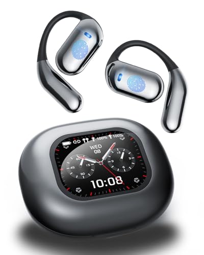 SANOTO Auriculares tradutor em tempo real, 4 em 1 auriculares tradutores simultâneos IA com ecrã táctil LCD OWS, 144 idiomas tradutor instantâneo para viagens, negócios e estudos