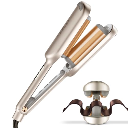 TYMO ROVY Modelador de cabelo ondas, Beach Waves ferro ondas 32 mm para grandes cachos, ideal para iniciantes, rolos ondulados instantâneos, onduladores de cabelo iónico com 4 temperaturas, dourado