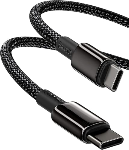 Baseus Cabo USB C a USB C de carregamento rápido de 100 W, 2 M cabo carregador tipo C PD 5A QC 4.0, nylon cabo USBC para telemóvel Android, MacBook Air/Pro, iPad Pro 12.9/11/Air/Mini, Samsung Galaxy