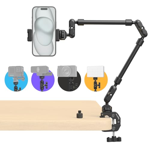 SMALLRIG Braço mágico de 22" com braçadeira, suporte para telemóvel ajustável, suporte flexível para câmara de secretária e braçadeira, para luz, webcam, microfone, câmara de ação - 4766