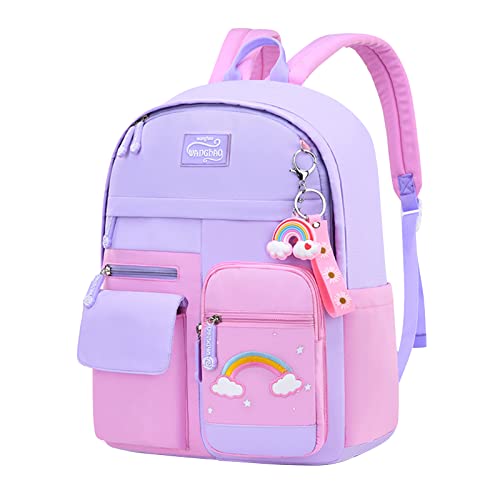 Amythe Mochila escolar para menina, mochila infantil para crianças dos 6 aos 10 anos, mochila de berçário para meninas, leve e impermeável de nylon, 30 x 12 x 41 cm