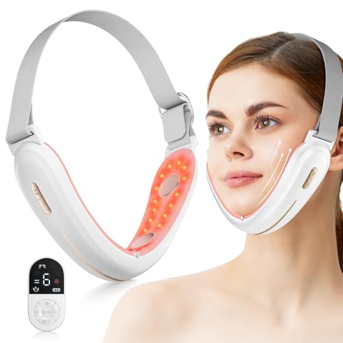 ANLAN Capa Lifting V-Face, EMS massajador facial Shapping com quente, levantamento e reafirmante com fotografia vermelha e azul, 6 modos, tipo C (branco)