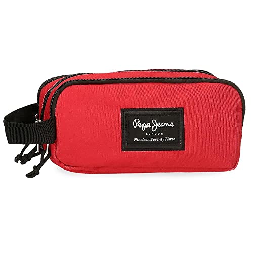 Pepe Jeans Aris Estojo triplo 22 x 12 x 5 cm fabricado em poliéster, tamanho para mochila e carteira, de Joumma Bags, Vermelho, Tamanho único, Estojo