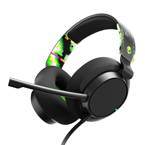 Skullcandy SLYR Pro Cascos Over-Ear Multiplataforma con Cable para Gaming, con Enhanced Sound Perception, Micrófono con IA, Compatibles con Xbox Playstation y PC- Verde