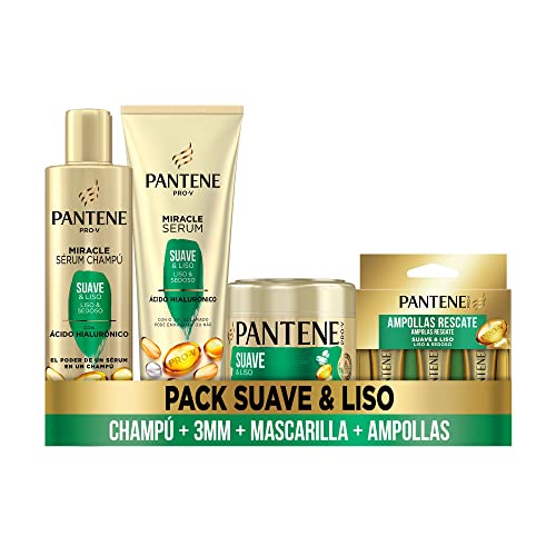 Pantene PACK especial macio e suave: Shampoo Miracle Serum 225 ml máscara de queratina para cabelo crespado 300 ml 3 mm condicionador e tratamento 200 ml ampolas tratamento intensivo 3 x 15 ml
