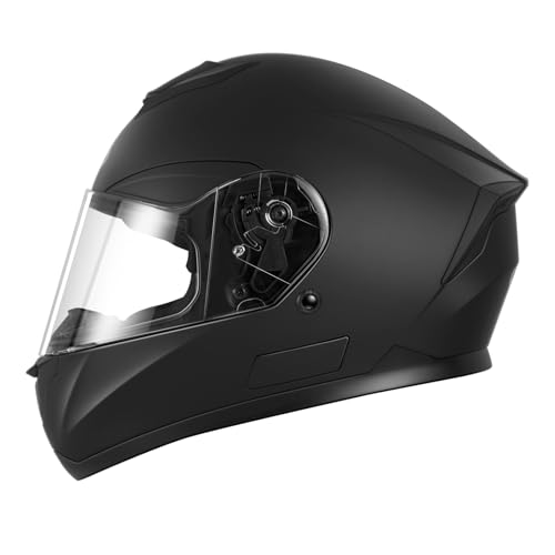 Capacete de motocicleta integral ECE homologado - YEMA YM-831 capacete de mota Scooter para mulher homem adultos - preto mate-S