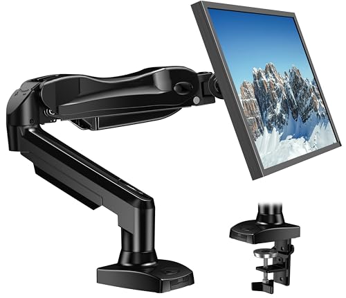 HUANUO Suporte para monitor de secretária de 13 a 32 polegadas, monitor de braço ajustável em altura com inclinação, rotação e rotação, VESA 75 e 100 mm, capacidade de carga 2 ~ 9 kg