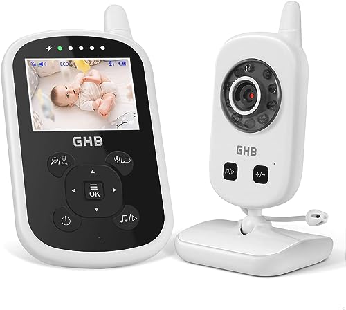 GHB Vigilância para bebés câmara de vigilância bebé com LCD 2,4", 950 mAh inteligente VOX visão noturna