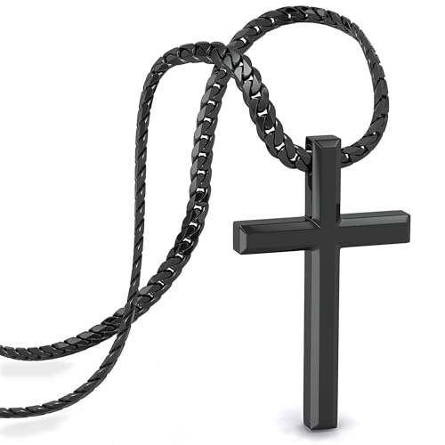 SERASAR Colar homem premium [Faith] | aço cirúrgico inoxidável 316L | impermeável | corrente de borda estável | fecho seguro | três cores, inclui caixa de jóias