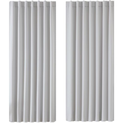 Joydeco Cortinas 2 peças opacas blackout anti-ruído quarto sala de estar modernas cortina separador de ambientes acústica cozinha branco cinzento 2 x 175 x 140