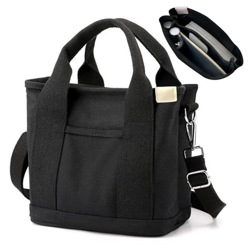 Aucuu Bolsa de lona com bolsos para mulher, mala de tiracolo mulher bolsa, grande capacidade bolsa de ombro casual com alça ajustável, para compras, viagens de trabalho