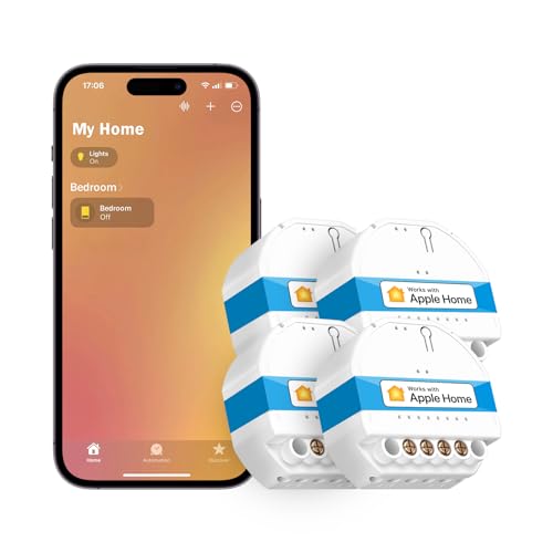 Meross Interruptor inteligente WiFi, interruptor de luz inteligente, mini interruptor de parede, controlo por voz, compatível com Apple HomeKit, Alexa, Google Home e SmartThings, embalagem de 4
