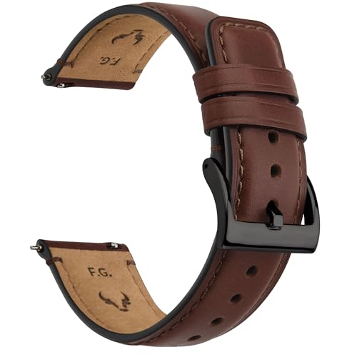 Fullmosa Pulseira de relógio 22 mm 20 mm 18 mm, correia de couro de libertação rápida, correia de substituição para homens / mulheres, correia de relógio para Samsung Galaxy Watch/Huawei Smart Watch