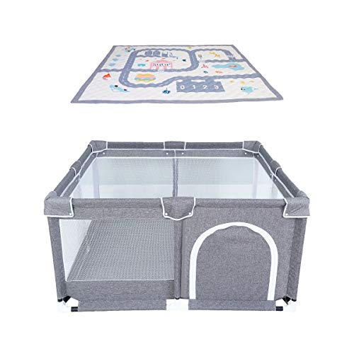 Star Ibaby Oxford XL Tapete - parque de bebés ultraleve com tapete ultrasoft - cor suave cinzento