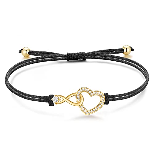Jrêveinfini Infinito pulseira mulher menina prata de lei 925, presente de Natal aniversário mulher menina mãe com caixa de presente, ajustável 16 3 cm
