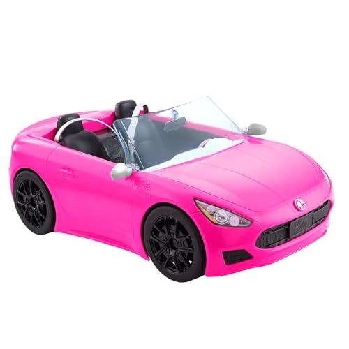Barbie Descapotável rosa com 2 lugares para bonecas, carro de brinquedo, presente para meninas e meninos + 3 anos (Mattel HBT92)