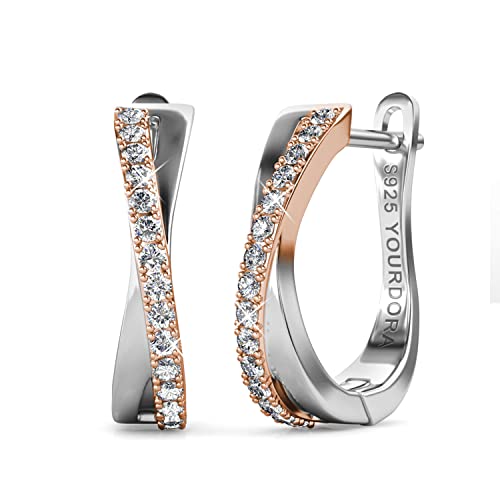 YOURDORA Brincos de argola em prata de lei 925 para mulher, com zircónias de Swarovski, joias, presente para mulher