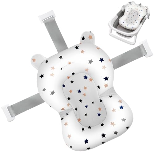 Almofada banheira bebé dobrável adaptador banheira para bebé redutor assento rede recém-nascido universal almofada esponja fina almofada malha suporte estrela almofada duche bebé, almofada de banho