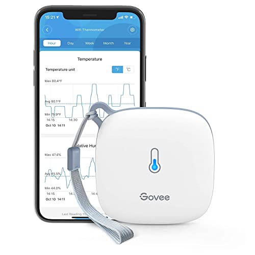 Govee Termómetro higrómetro WiFi, sensor digital interior inteligente controlo com App suporta alerta e notificação para casa, adega, estufa disponível em casa ambiente, planta e animais de estimação