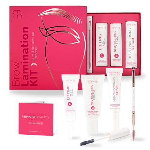 Renata Beauty Kit laminado de sobrancelhas, conjunto de laminação de sobrancelhas, kit DIY para casa com gel elevador, Perm, Sérum e escova dupla, sobrancelhas volumosas e definidas até 4 semanas